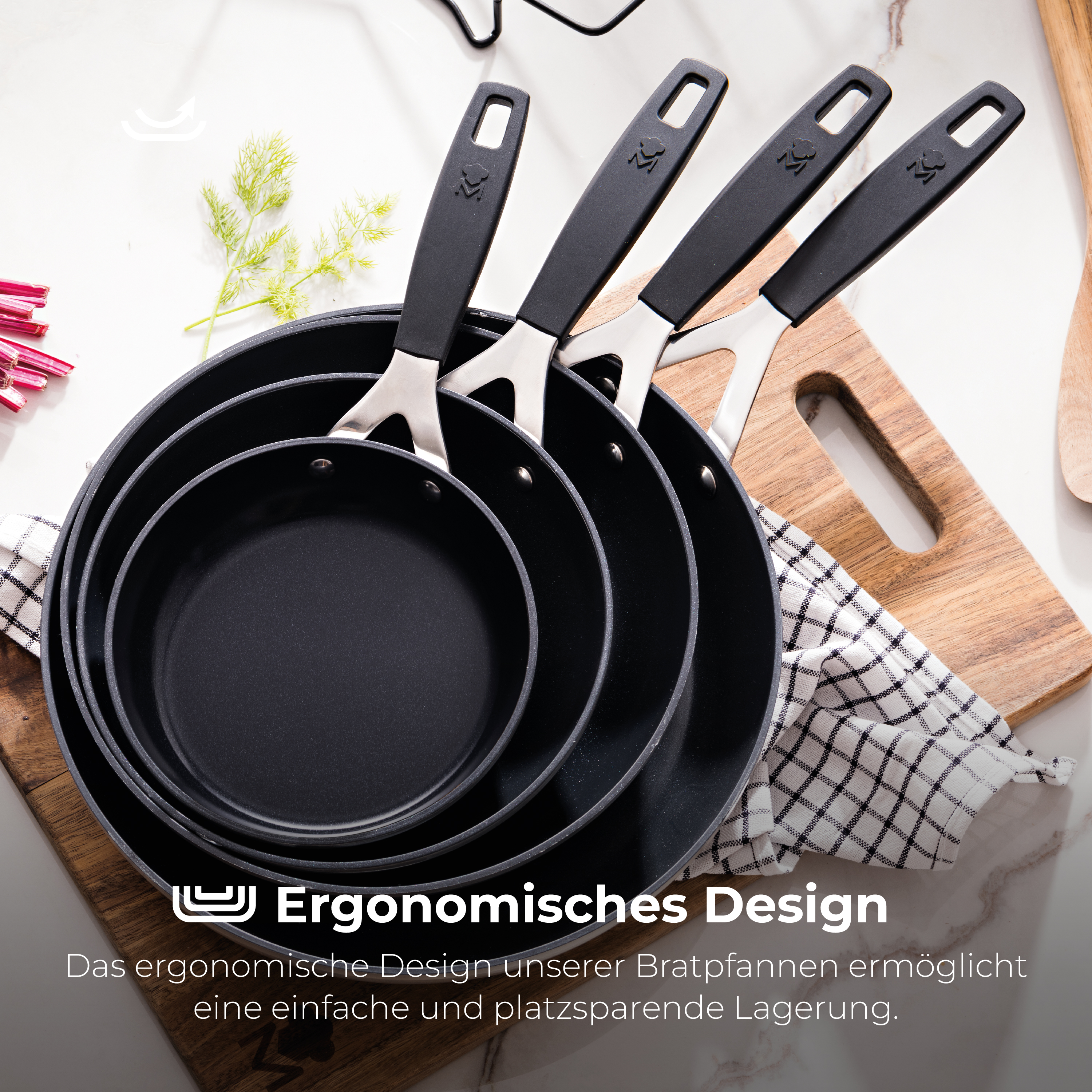 MasterPro Smart – Set of 3 Frying Pans 20, 24 and 28 cm - BGEU5598