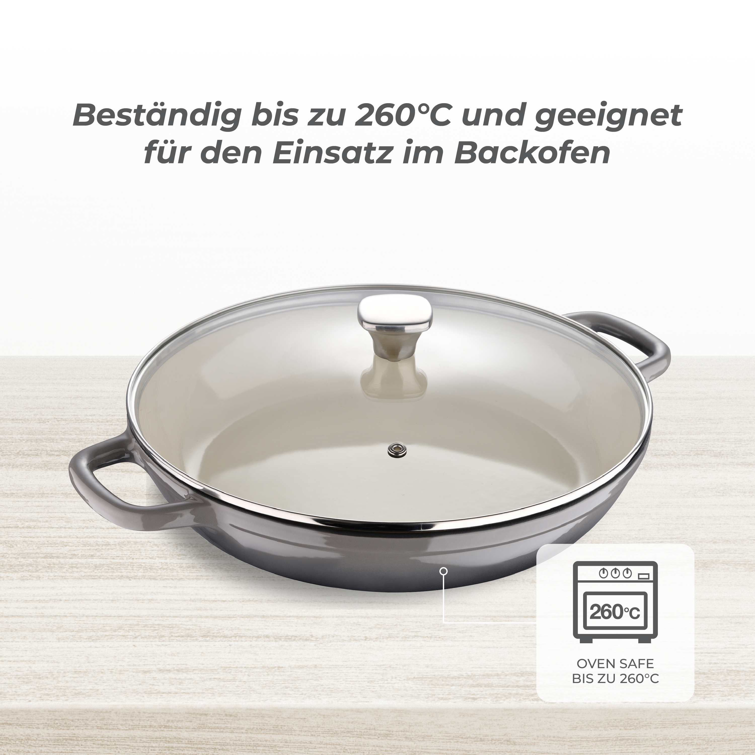 MasterPRO Low Casserole with Lid Cast Iron 30.5 cm - Unique - BGMP-3832