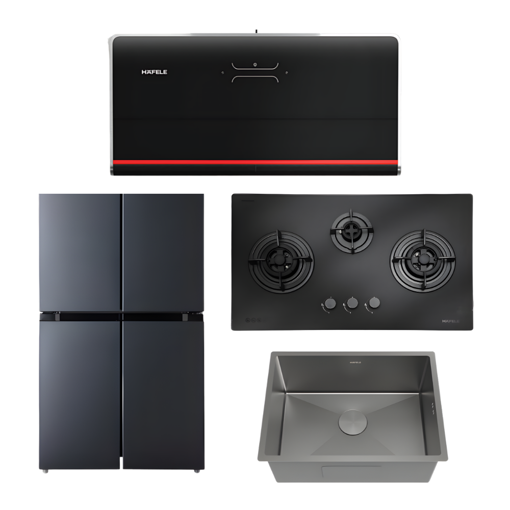 Hood, Hobs, Sink and Fridge
