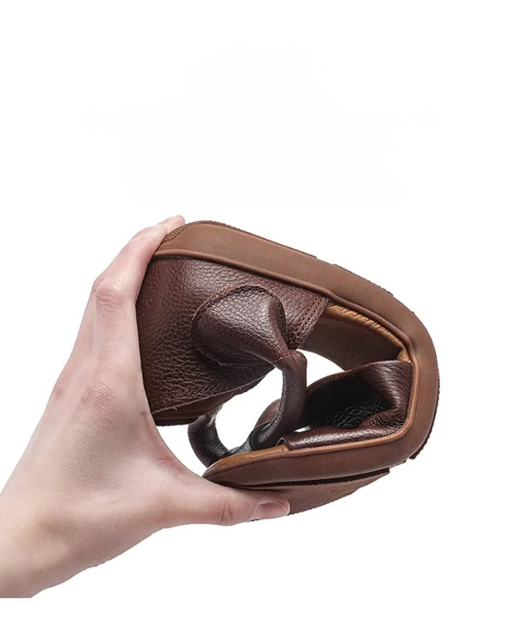 รองเท้าแตะรัดส้นหนังแท้แบบทำด้วยมือ