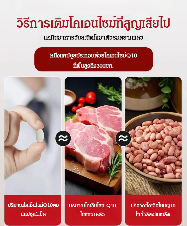 ✨การปกป้องหัวใจ แคปซูลนิ่มโคเอนไซม์Q10ที่มีปริมาณสูง