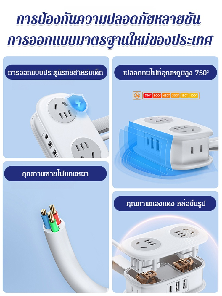 🔌 ปลั๊กไฟพกพาอเนกประสงค์ ขนาดกะทัดรัด พกพาสะดวก ใช้งานได้ทุกที่!