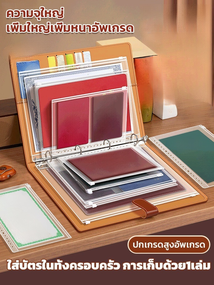 📁ปรับปรุงใหม่และหนาขึ้น ความจุขนาดใหญ่ | ที่จัดเก็บบัตรประจำตัวสำหรับครอบครัว | หน้าภายในโปร่งใสกันน้ำพร้อมตัวล็อคแม่เหล็ก💼