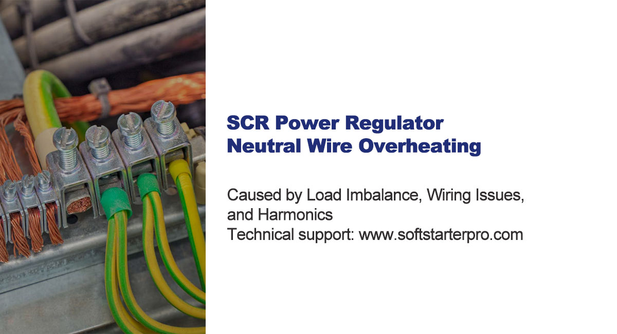 Overheated neutral wire in three-phase system with high neutral current, caused by unbalanced loads, wiring errors, and harmonic currents