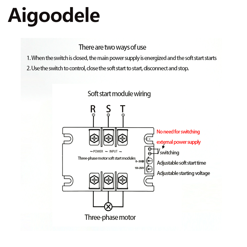 3 Phase Motor Soft Starter Online Slow Start Module Solid State Relay Decompression And Step-Down Controller 380V 10KW 