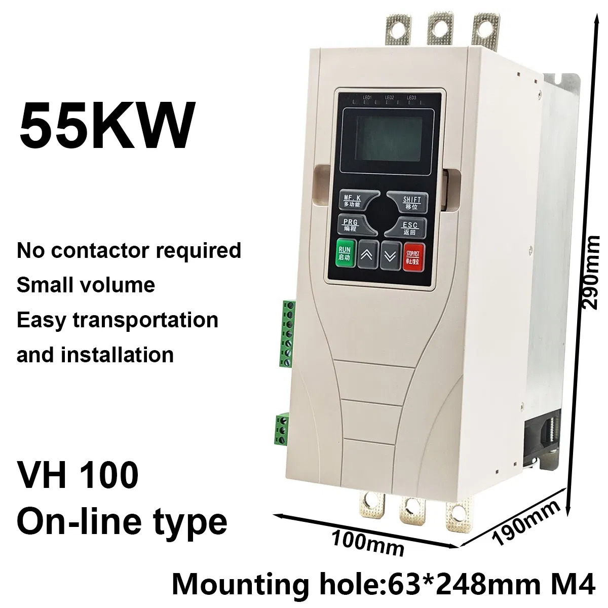 VH100-55KW Soft Start Motor Starter 3 Phase 380V 110A 75HP Controller