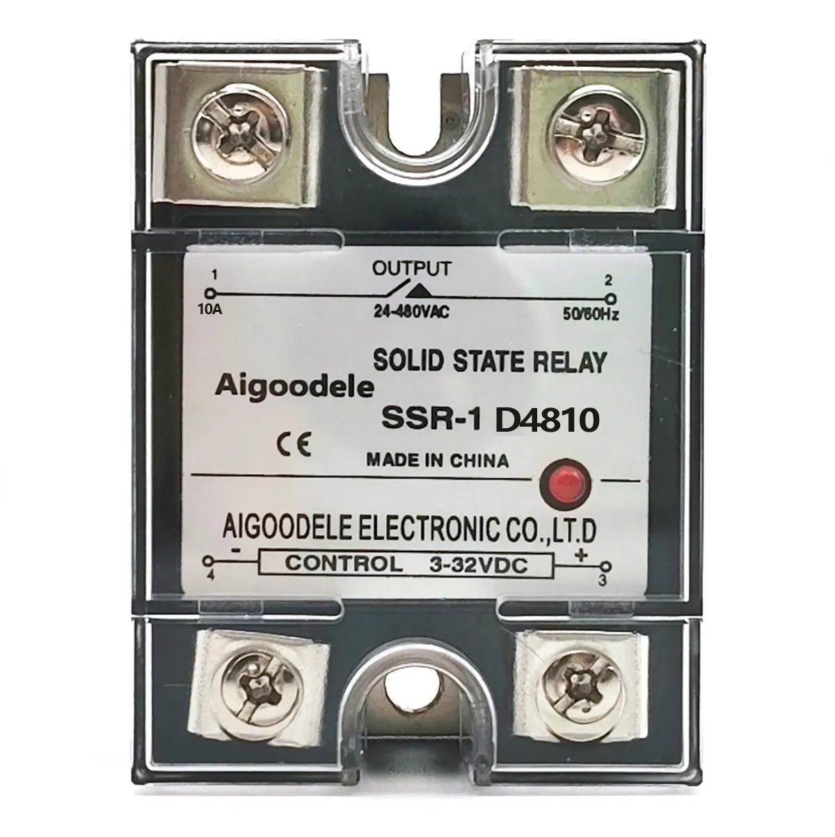 DA SSR JGX D4810 3-32VDC Input 24-480VAC 0 Output DC to AC Single Phase Solid State Relay 10A