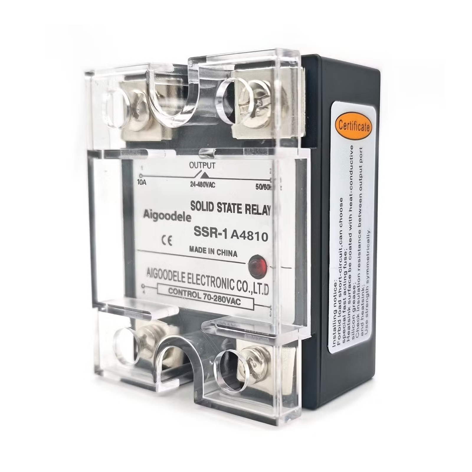 Solid State Relay 24v Single Phase 220v AC Control AC 10A Small JGX-1 A4810 Solid Module