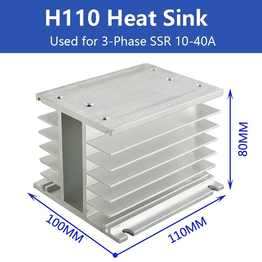 H110 Aluminum Heat Sink | Three Phase Solid State Relay Cooling 10A-40A