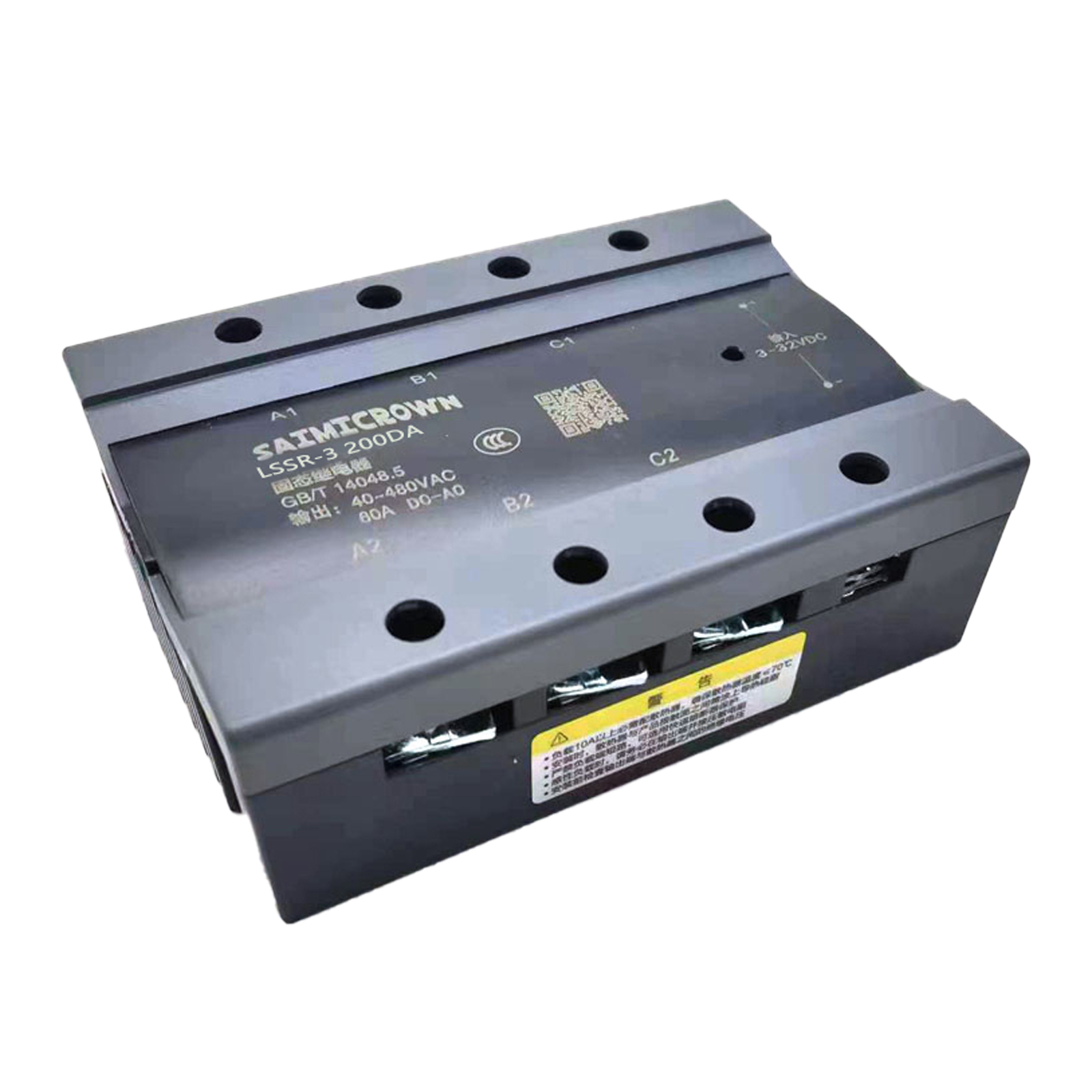 Three-Phase Solid State Relay LSSR-3 200DA Three-Phase DC Control Industrial Non-Contact Solid State Specialized Relay for Electric Heating