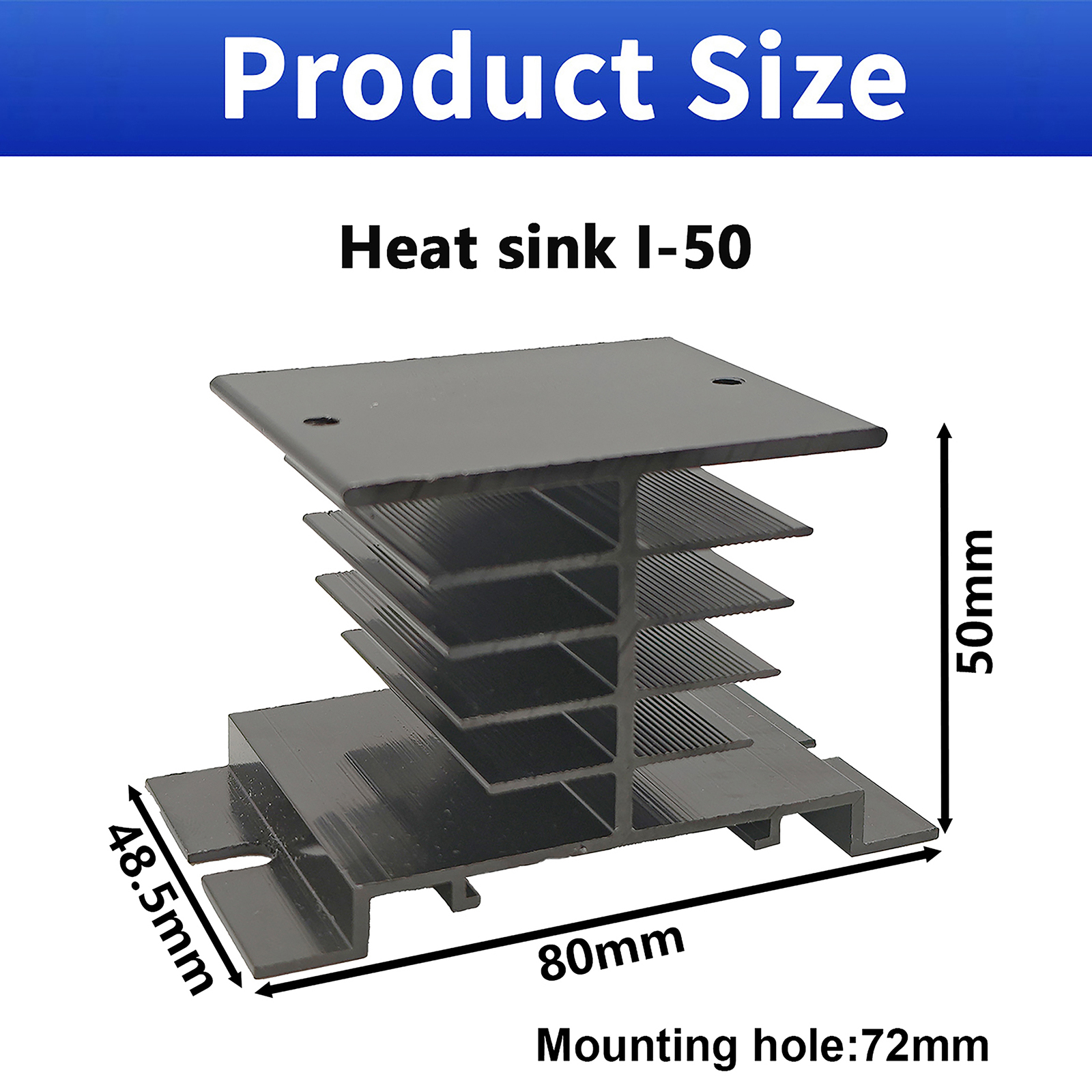 I-50 Aluminum Heat Sink | SSR Cooling for 25A-40A Single Phase Relays 