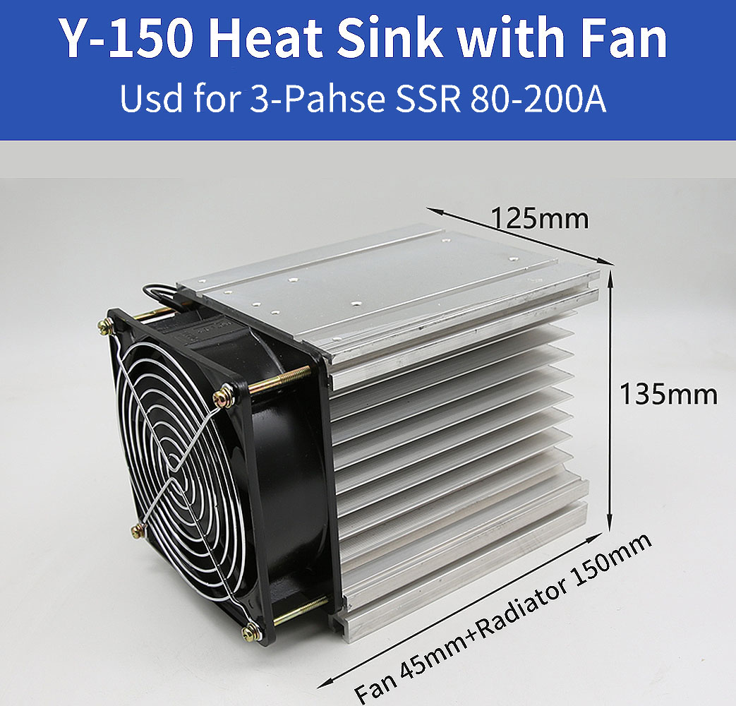 Y-150 Heat Sink with 220V Cooling Fan - For 80A-200A Voltage Regulator Modules