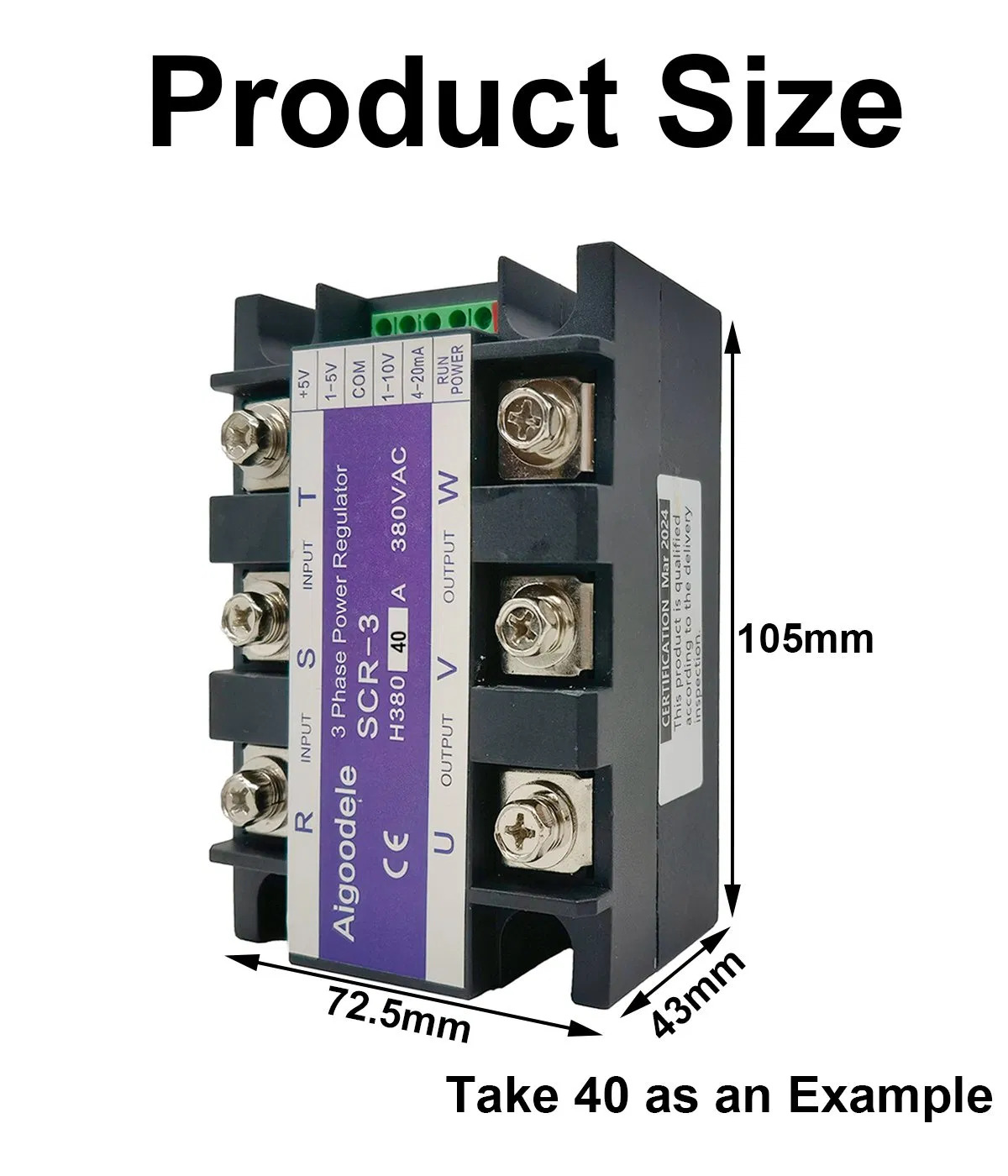 SCR-3 40A Three-Phase Voltage Regulator - 0-10V/4-20MA/Potentiometer Control