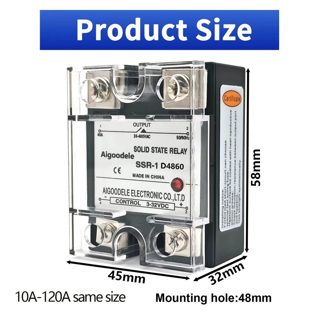 Single Phase Solid State Relay 24v DC Control AC 220V JGX-60DA Small Solid State Relay