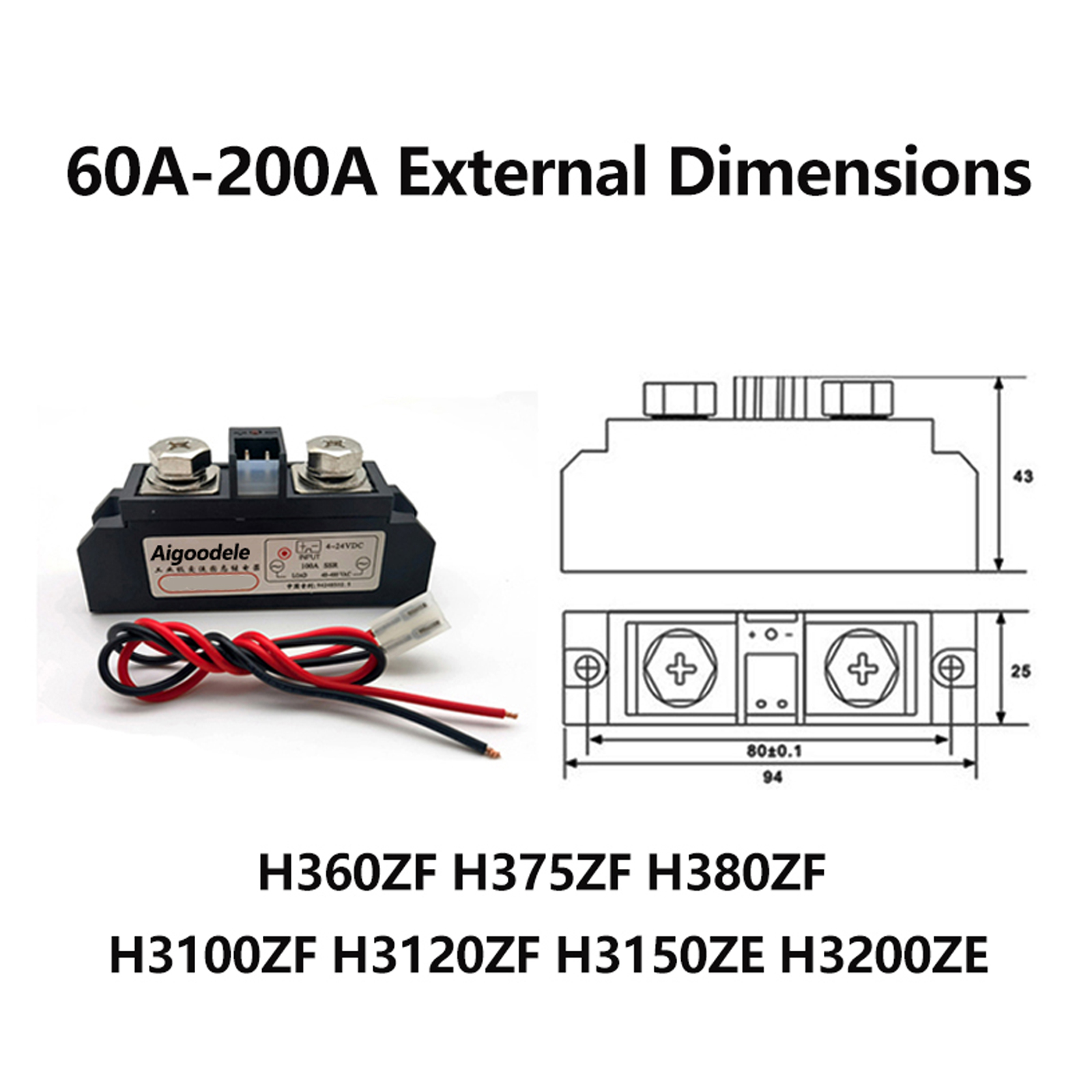 H375ZF Solid State Relay 75A Long SSR-H375ZF DC Control AC Industrial Grade Relay Module