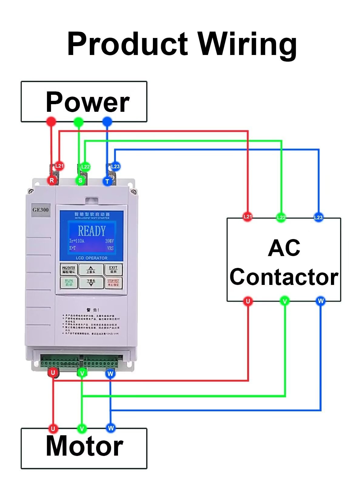 220V 3-Phase Motor Starter 60A, AC Three Phase Motor Soft Start 200v 240V, 20 hp 15 kW, 3 Phase 220 Volt Motor Soft Starters 