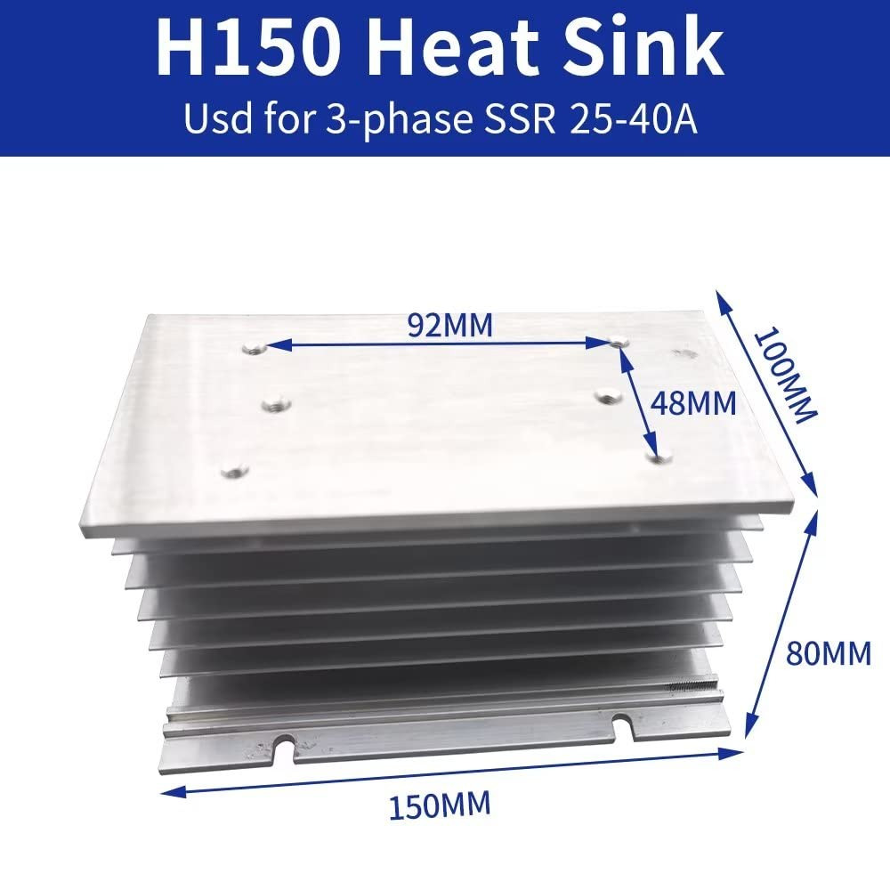 H150 Aluminum Heat Sink | Three Phase Solid State Relay Cooling 25A-60A