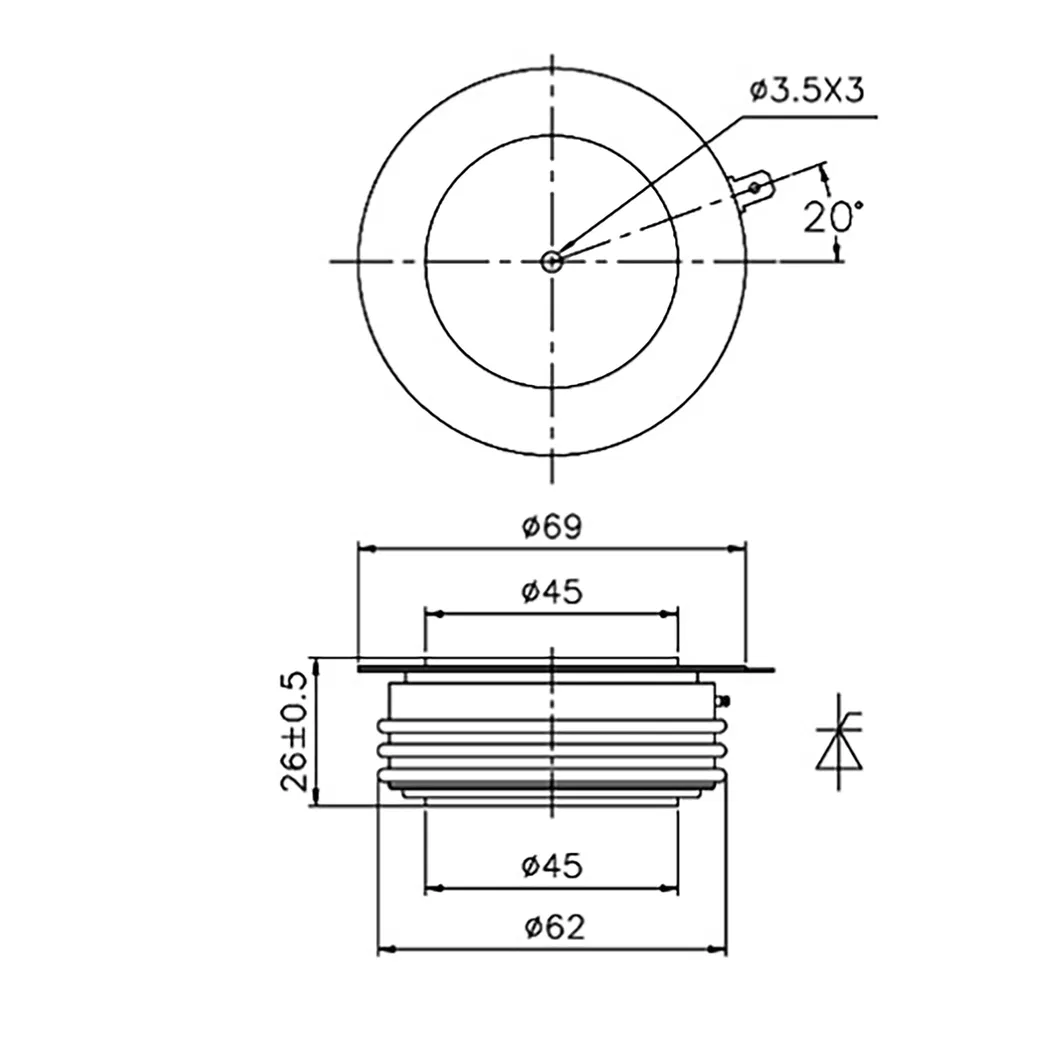 Aigoodele-Y45kke Fast Switching Thyristor, Replacement for Y45kke Techsem, Suitable for Fast Switching SCR (Silicon Controlled Rectifier) Applications