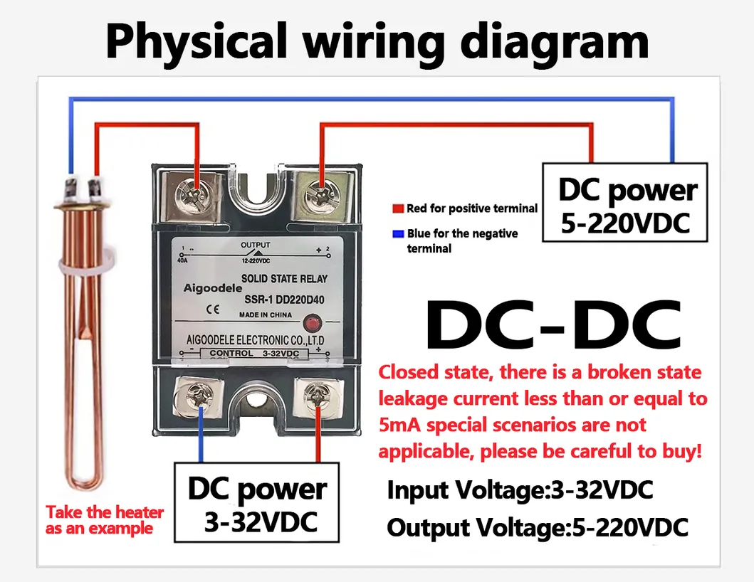 Dd SSR Jgx-1 Dd220d40 3-32VDC Input 12-220VDC 0utput DC to DC Single Phase Solid State Relay 40A