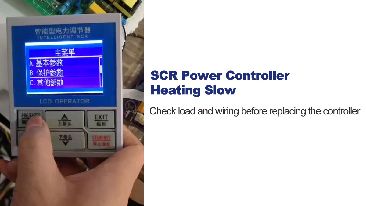 Industrial electric heating elements showing signs of aging and reduced output in an SCR power controller application