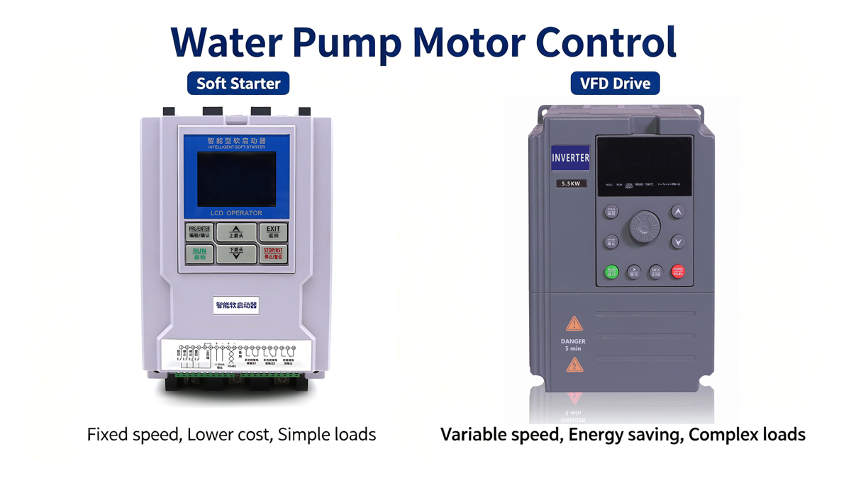 Soft starter vs VFD inverter selection guide for water pump motor control