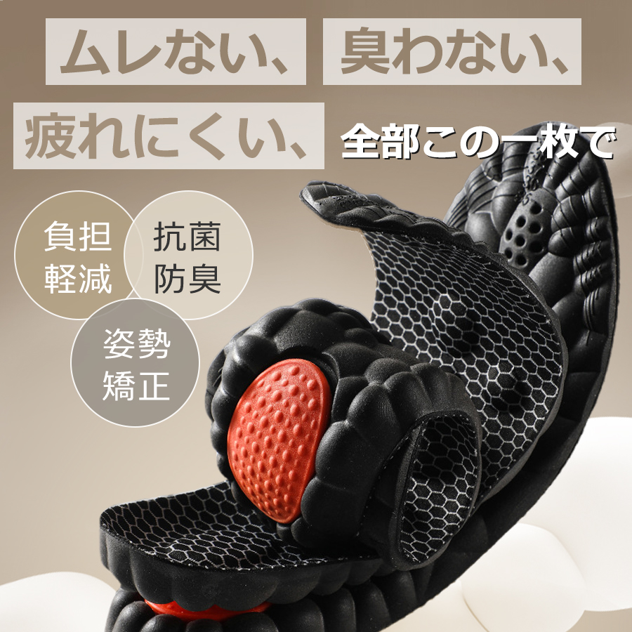 インソール 3D 中敷き 衝撃吸収 反発 土踏まず U字ホールド スポーツ ランニングメンズ レディース スニーカー パンプス 靴の中敷き 負担軽減 はさみで切れる 通気性あり 速乾 リノウル xd02