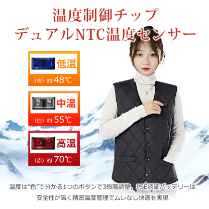 【2025最新進化版】【3秒で速熱 16枚繊維ヒーター 男女兼用】電熱ベスト バッテリー付き インナー レディース メンズ おしゃれ 発熱ベスト 3段温度調整 防寒ベスト ヒーター付き 電熱ジャケット USB給電式 MAX約70℃ 加熱ベスト 電気ベスト 丸洗い 防寒ウェア 大きいサイズ