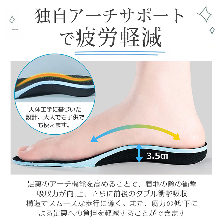 インソール 中敷き 驚きの履き心地！衝撃吸収インソール エアーキャップ 安全靴 革靴 スニーカー ブーツ 靴ケア用品 サイズ調整可能 防臭加工 扁平足 スポーツ 疲れにくい 立ち仕事 xd01