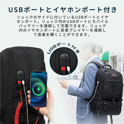 ビジネスリュック 大容量 バックパックリュックサック 通勤 usbポート 旅行 登山 盗難防止 多機能 防災リュック 機内持ち込み 026