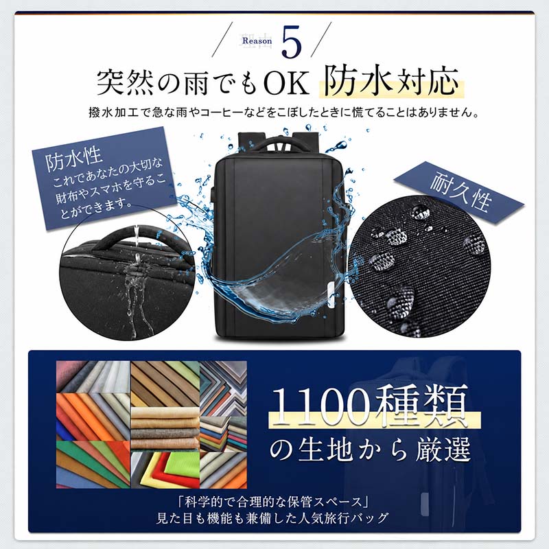 ビジネスリュック 完全防水 大容量 軽量 充電 15.6インチ 防水 ノートpc 30l usbポート 出張 旅行 機内持ち込みサイズ 1895