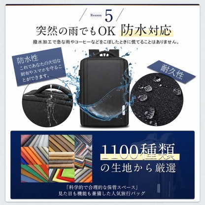 ビジネスリュック 完全防水 大容量 軽量 充電 15.6インチ 防水 ノートpc 30l usbポート 出張 旅行 機内持ち込みサイズ 1895