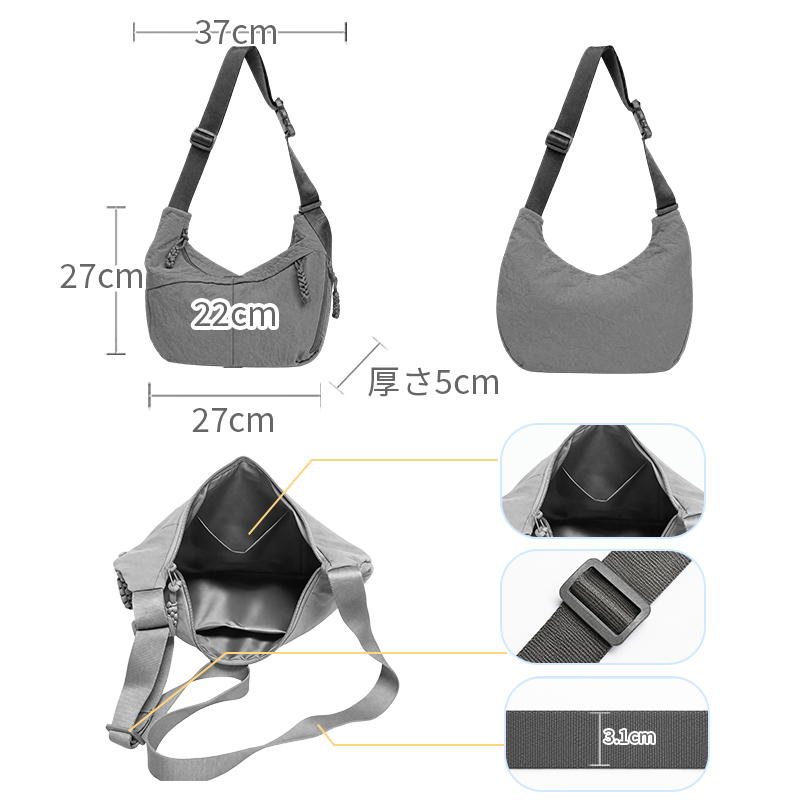 【爆安セール1,680円】ショルダーバッグ 斜めがけ バッグ レディース メンズ肩掛け ショルダー ミニバッグ 軽量 撥水 ナイロン  kb01