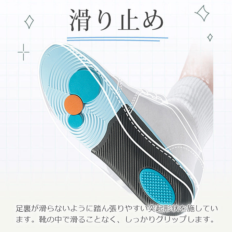 インソール 中敷き 驚きの履き心地！衝撃吸収インソール エアーキャップ 安全靴 革靴 スニーカー ブーツ 靴ケア用品 サイズ調整可能 防臭加工 扁平足 スポーツ 疲れにくい 立ち仕事 xd01