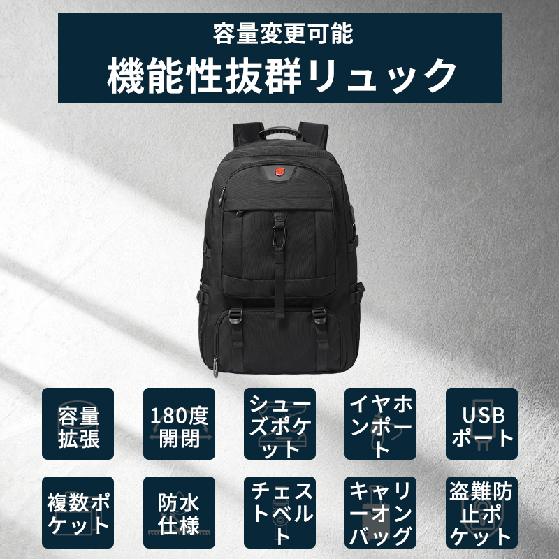 ビジネスリュック 大容量 バックパックリュックサック 通勤 usbポート 旅行 登山 盗難防止 多機能 防災リュック 機内持ち込み 026