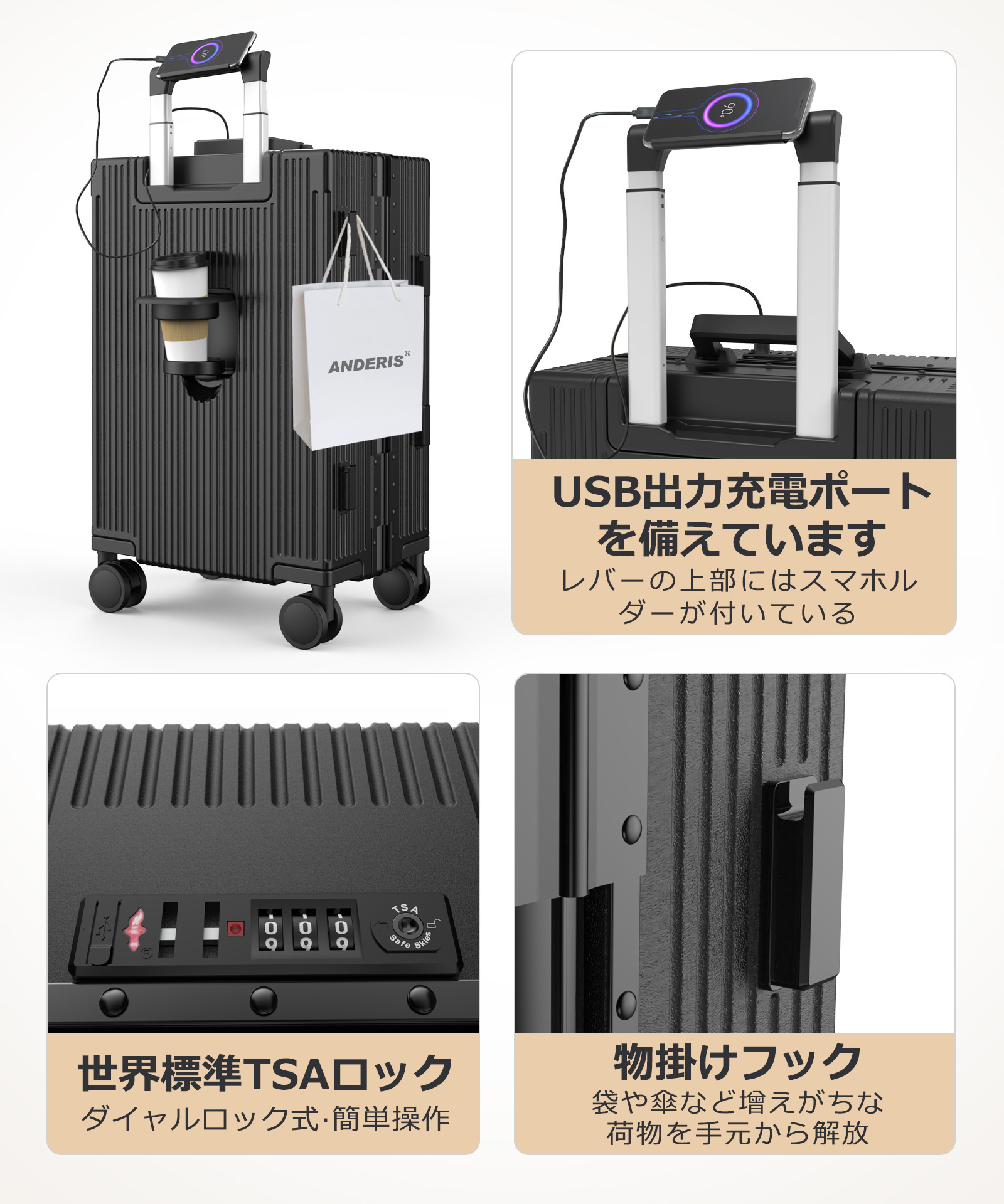 スーツケース 前開き キャリーケース 機内持ち込み可 フロントオープン