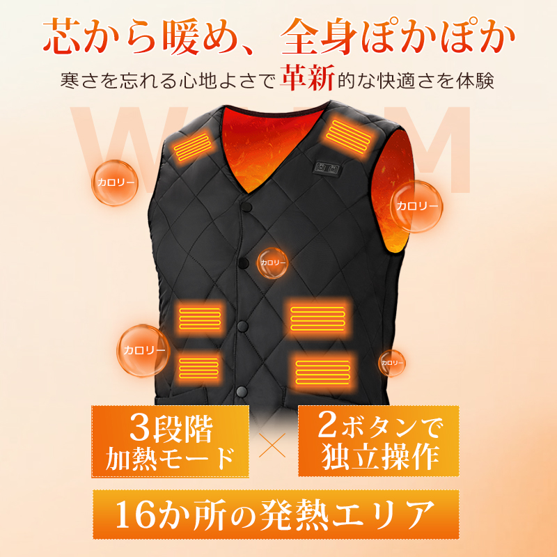 【2025最新進化版】【3秒で速熱 16枚繊維ヒーター 男女兼用】電熱ベスト バッテリー付き インナー レディース メンズ おしゃれ 発熱ベスト 3段温度調整 防寒ベスト ヒーター付き 電熱ジャケット USB給電式 MAX約70℃ 加熱ベスト 電気ベスト 丸洗い 防寒ウェア 大きいサイズ