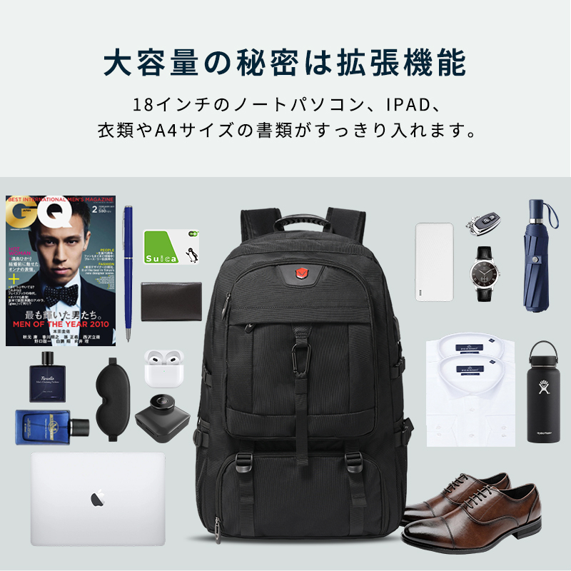 ビジネスリュック 大容量 バックパックリュックサック 通勤 usbポート 旅行 登山 盗難防止 多機能 防災リュック 機内持ち込み 026