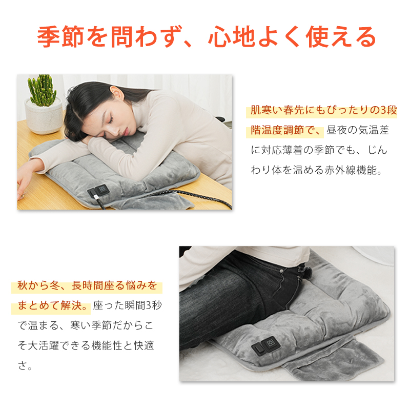 【2025進化版2.0】【防寒対策】【車用 オフィス用 自宅用 ペット用 アウトドア活躍】ホットマット 椅子 45cm シートヒーター 車 USBホット シートヒーター あったか カーシート クッション 洗える 車の座布団 電気座布団 ミニマット 四季汎用 滑り止め 運転 持ち運ぶ 節電
