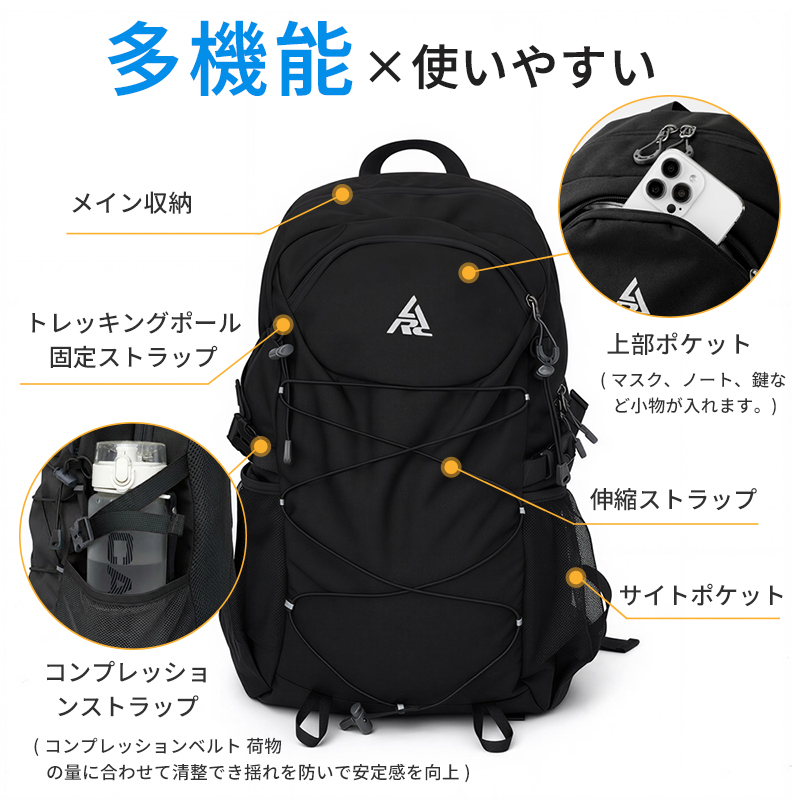 【35L大容量】 リュック メンズ レディース 通学 女子 リュックサック 大容量 軽量 撥水 通勤 通学 バッグ 多機能  631