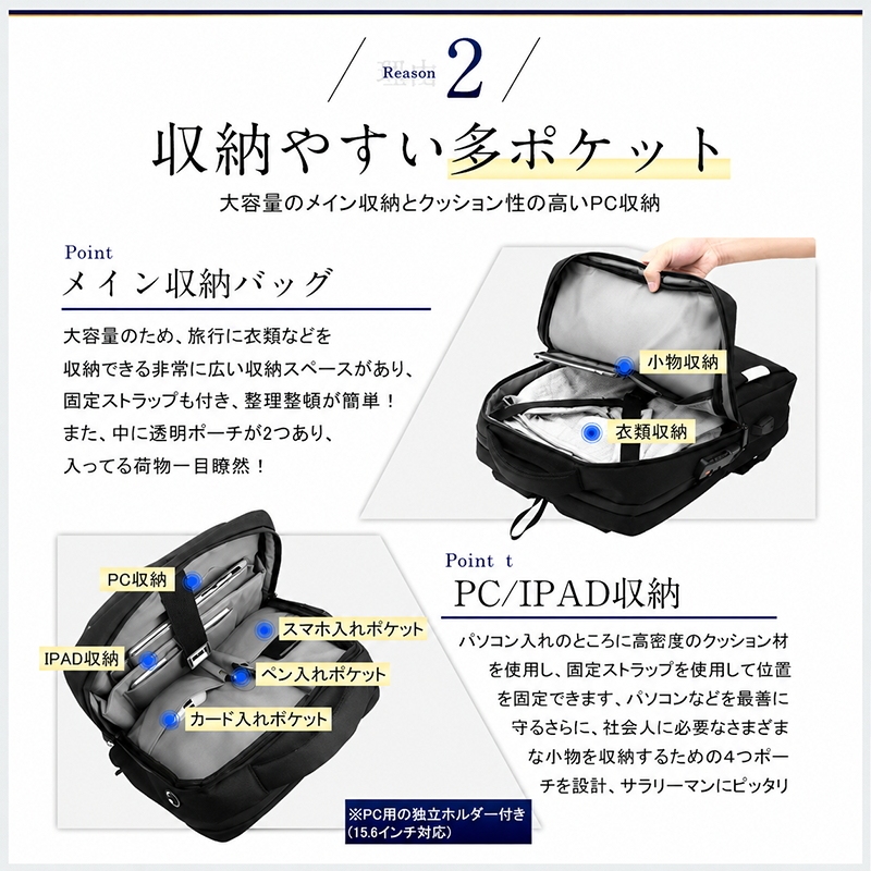 ビジネスリュック 完全防水 大容量 軽量 充電 15.6インチ 防水 ノートpc 30l usbポート 出張 旅行 機内持ち込みサイズ 1895