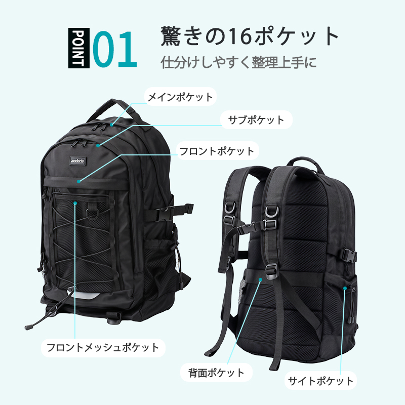 【爆安セール4,400円】リュック レディース メンズ 大容量 30L 男女兼用 バックパック リュックサック 軽量 撥水 通勤 通学 a4 b612