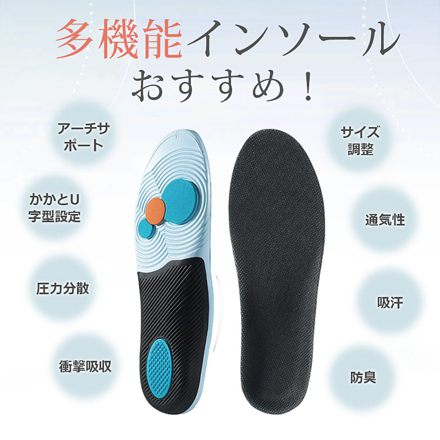 インソール 中敷き 驚きの履き心地！衝撃吸収インソール エアーキャップ 安全靴 革靴 スニーカー ブーツ 靴ケア用品 サイズ調整可能 防臭加工 扁平足 スポーツ 疲れにくい 立ち仕事 xd01