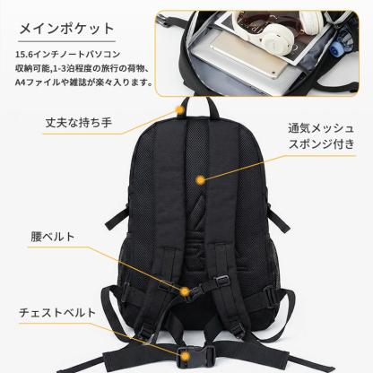 【35L大容量】 リュック メンズ レディース 通学 女子 リュックサック 大容量 軽量 撥水 通勤 通学 バッグ 多機能  631