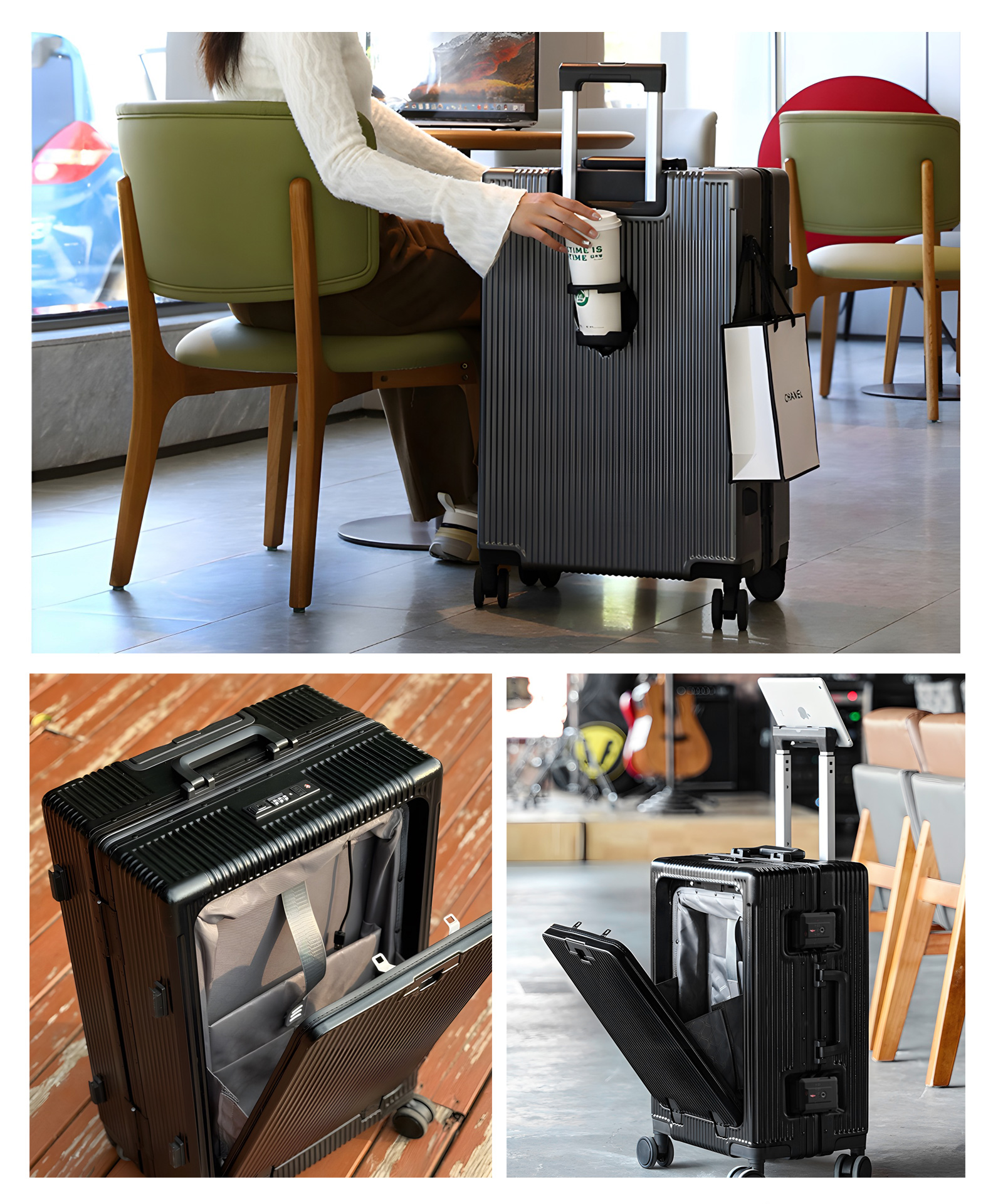 スーツケース 前開き キャリーケース 機内持ち込み可 フロントオープン