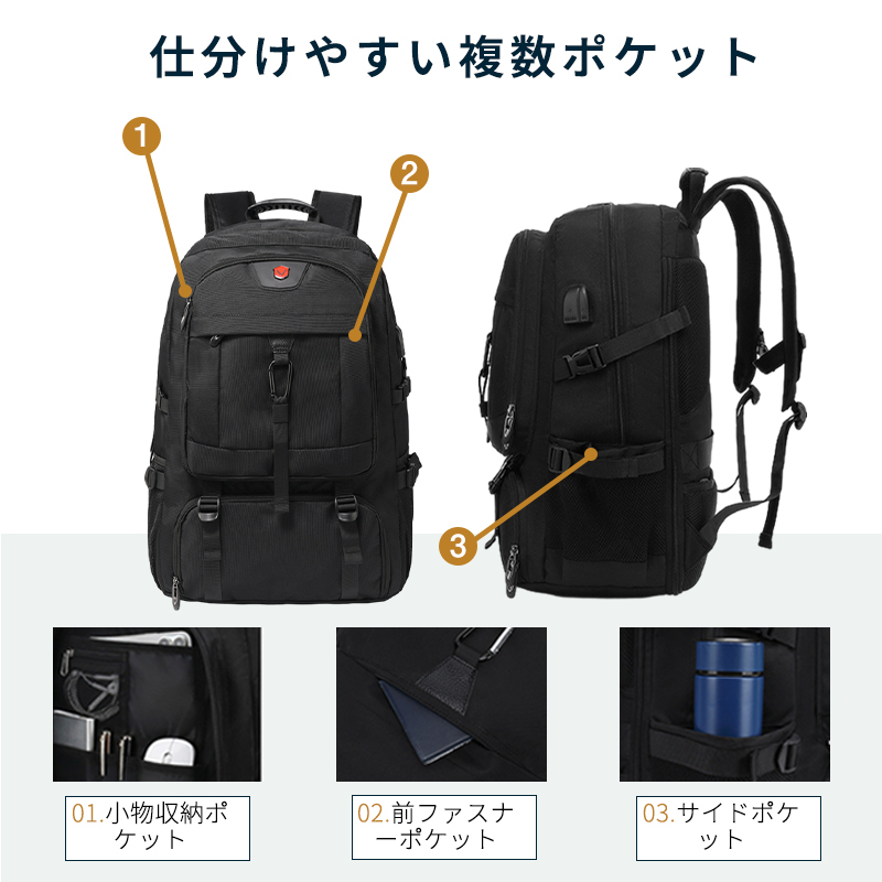 ビジネスリュック 大容量 バックパックリュックサック 通勤 usbポート 旅行 登山 盗難防止 多機能 防災リュック 機内持ち込み 026
