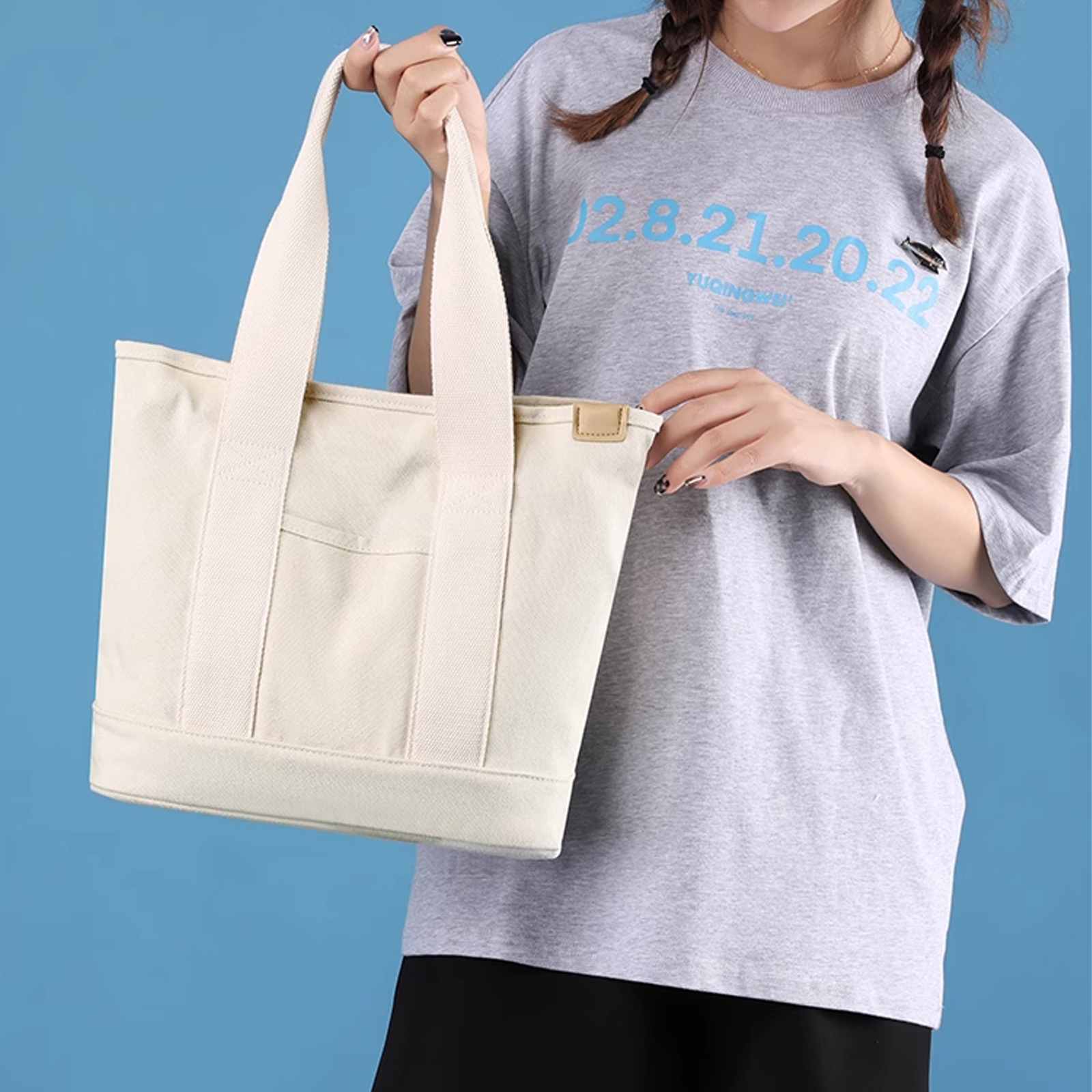 【ゴールデンウイークセール】【2025春夏 Secret Treasure シリーズ】無地 キャンバス トートバッグ ファスナー付き