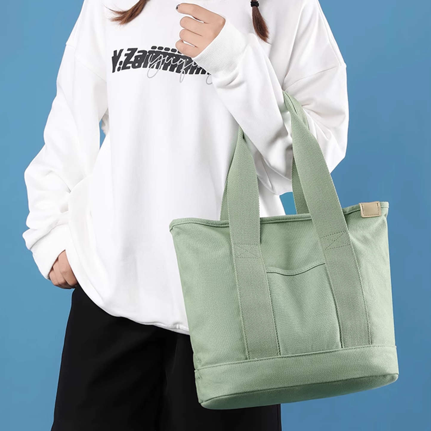 【ゴールデンウイークセール】【2025春夏 Secret Treasure シリーズ】無地 キャンバス トートバッグ ファスナー付き