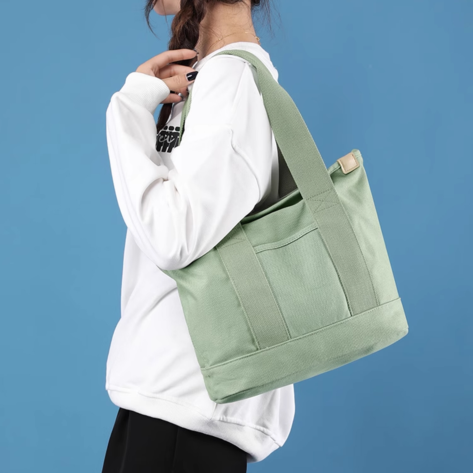 【ゴールデンウイークセール】【2025春夏 Secret Treasure シリーズ】無地 キャンバス トートバッグ ファスナー付き