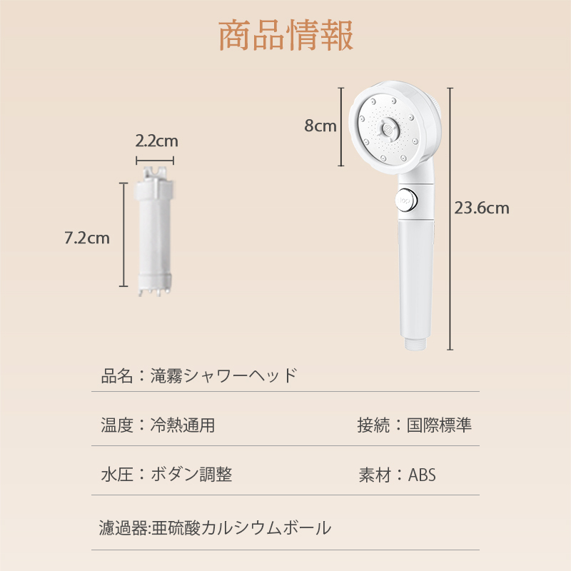 シャワーヘッド マイクロナノバブル 塩素除去 節水 止水ボタン ミスト 5段階モード