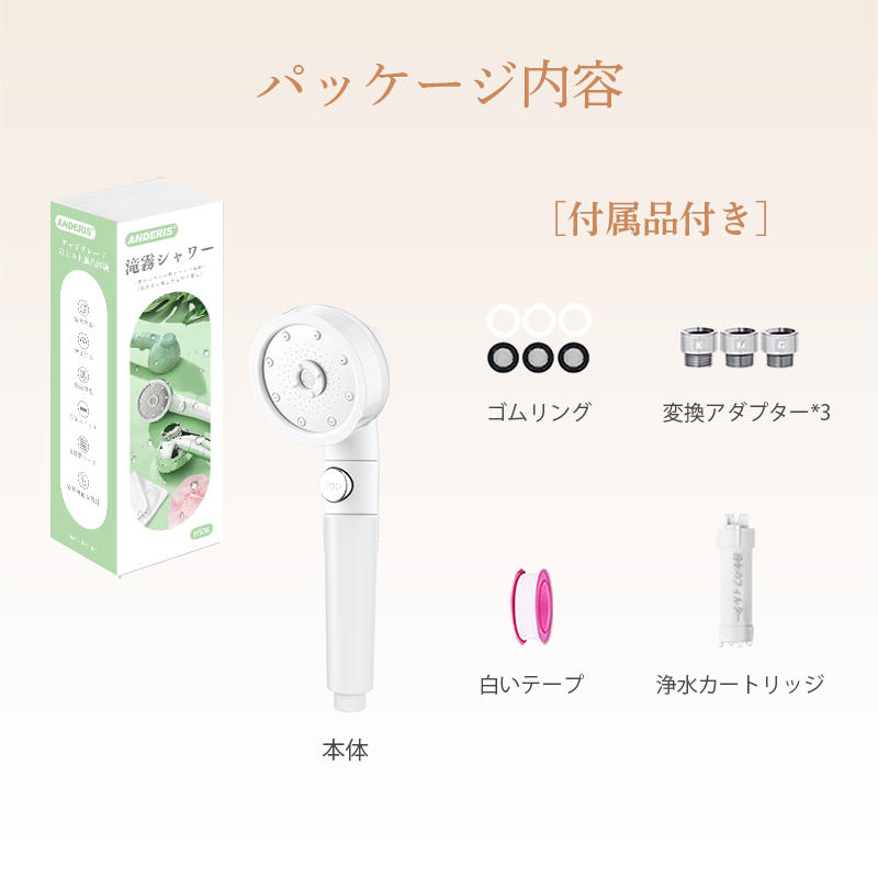 シャワーヘッド マイクロナノバブル 塩素除去 節水 止水ボタン ミスト 5段階モード